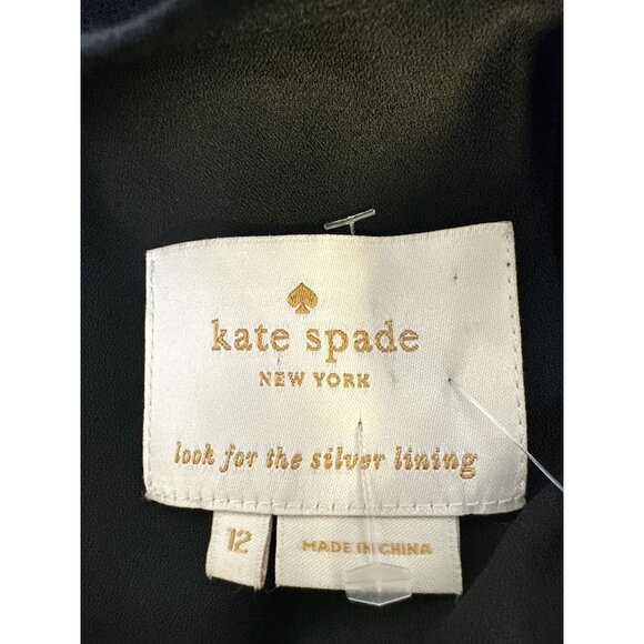 Kate Spade Black Flutter Sleeve V-Neck Elastic Waist Dress Size 12 - Picture 6 of 7
